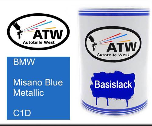 BMW, Misano Blue Metallic, C1D: 500ml Lackdose, von ATW Autoteile West.